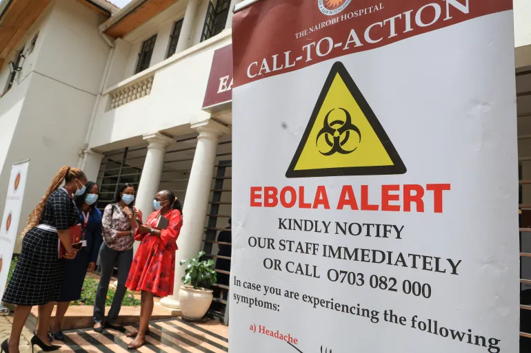 Ebola warning sign outside a hospital