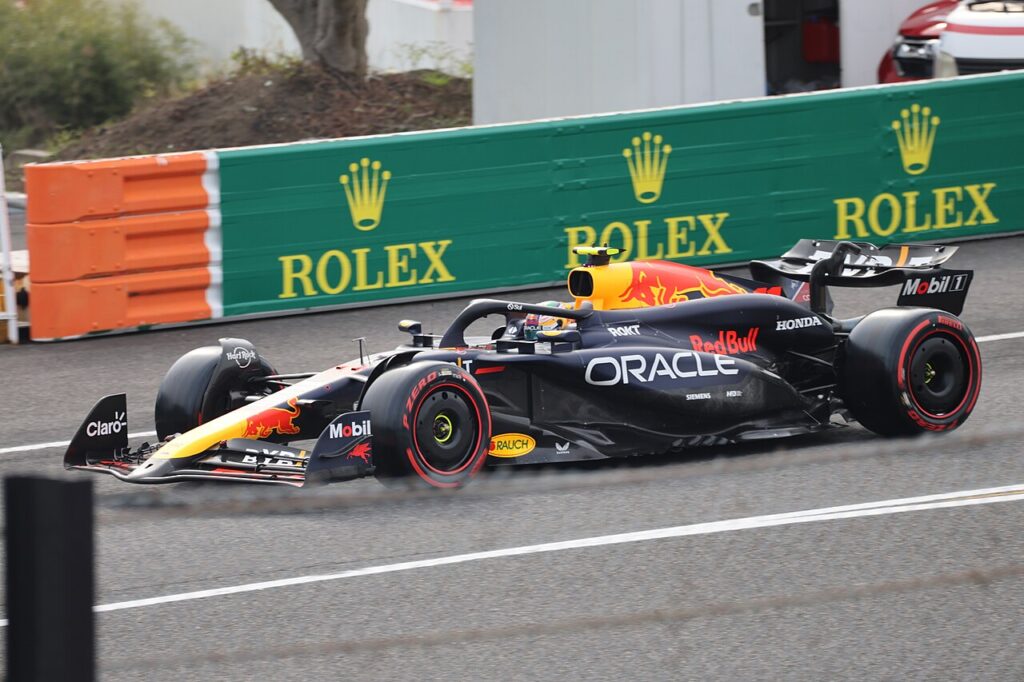 Sergio Pérez at Suzuka in 2024, driving a Red Bull RB20. File photo; this is not the 2026 Cadillac.