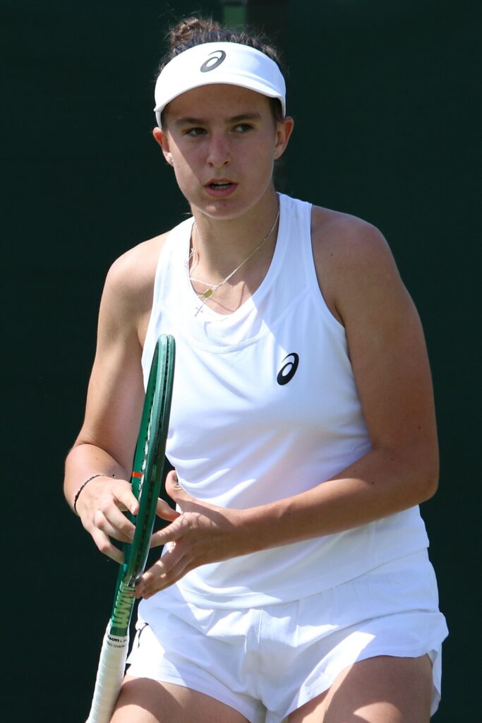 Mia Pohankova during Wimbledon qualifying in June 2026. File photograph, not the Tokyo match.