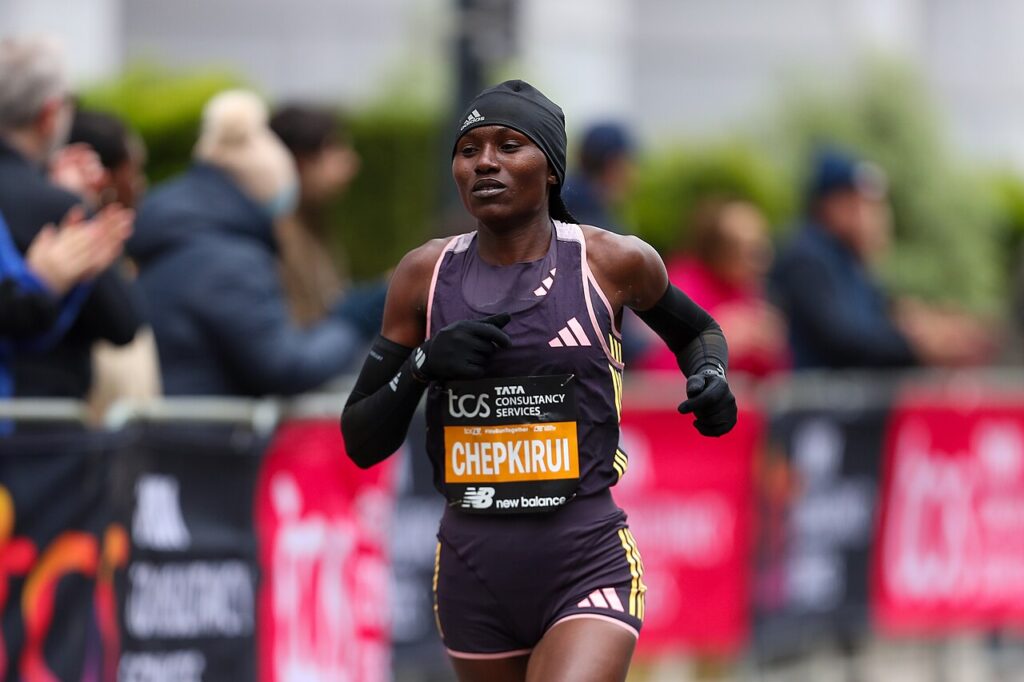 Sheila Chepkirui at the 2024 London Marathon. File photograph, not the Valencia half marathon.